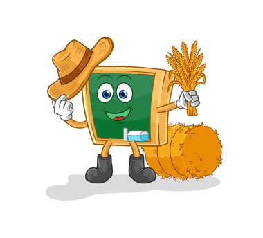 the blackboard farmer mascot. cartoon vecto