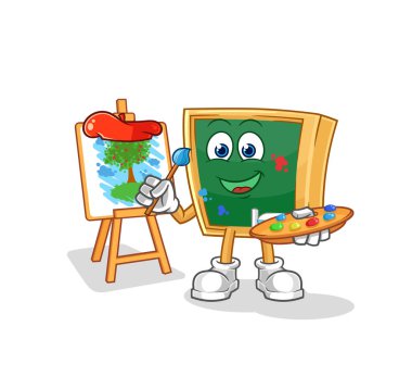 the blackboard artist mascot. cartoon vecto