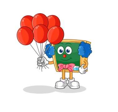 the blackboard clown with balloons vector. cartoon characte