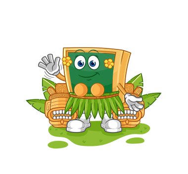 the blackboard hawaiian waving character. cartoon mascot vecto