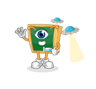 the blackboard alien cartoon mascot vecto