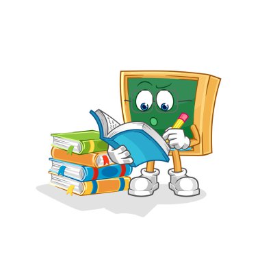 the blackboard studying mascot. cartoon vecto