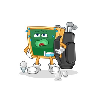 the blackboard with golf equipment. cartoon mascot vecto