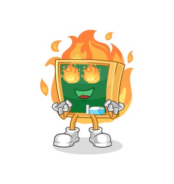 the blackboard on fire mascot. cartoon vecto