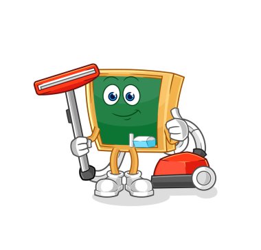 the blackboard clean with a vacuum . character vecto