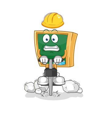 the blackboard drill the ground cartoon character vecto