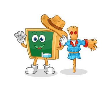 the blackboard with scarecrows cartoon character vecto