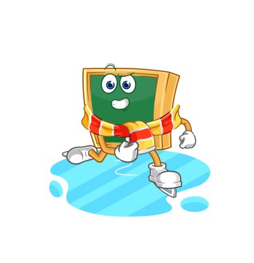 the blackboard ice skiing cartoon. character mascot vecto