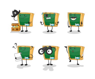 the blackboard Pirate group character. cartoon mascot vecto