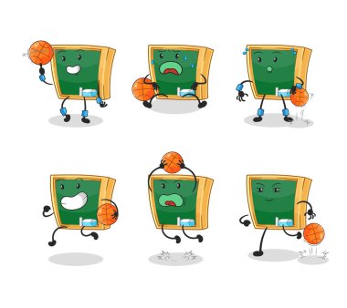 the blackboard basketball player group character. mascot vecto