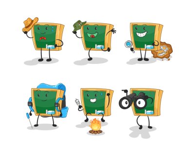 the blackboard adventure group character. cartoon mascot vecto