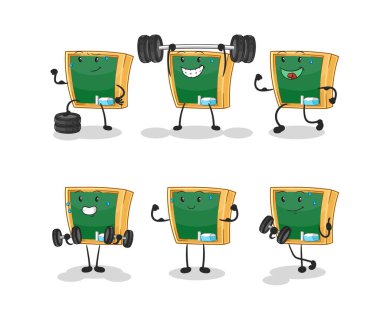 the blackboard exercise set character. cartoon mascot vecto