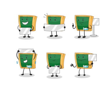 the blackboard holding board group character. mascot vecto