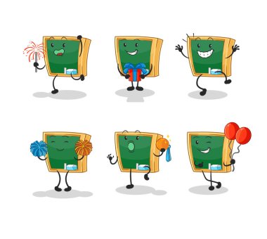 the blackboard celebration set character. cartoon mascot vecto