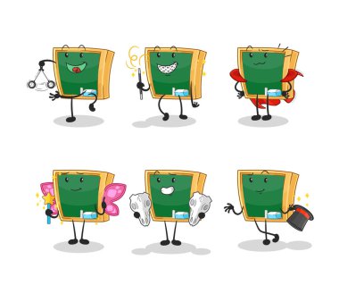 the blackboard magic group character. cartoon mascot vecto
