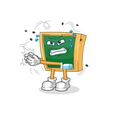 the blackboard swat fly character. cartoon mascot vecto