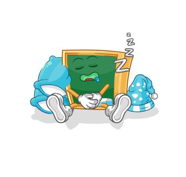 the blackboard sleeping character. cartoon mascot vecto