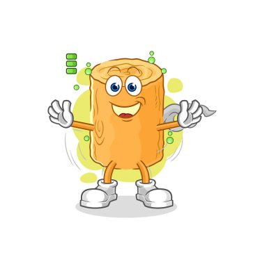 the wooden corkscrew full battery character. cartoon mascot vecto