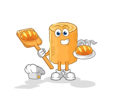 the wooden corkscrew baker with bread. cartoon mascot vecto