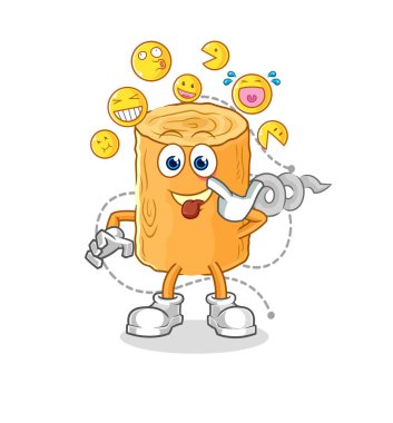 the wooden corkscrew laugh and mock character. cartoon mascot vecto