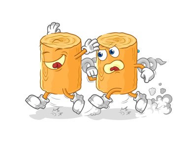 the wooden corkscrew play chase cartoon. cartoon mascot vecto