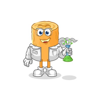 the wooden corkscrew scientist character. cartoon mascot vecto