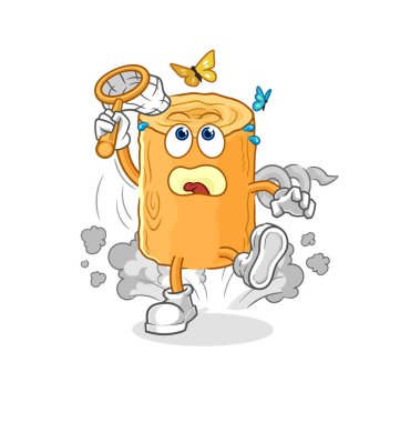 the wooden corkscrew catch butterfly illustration. character vecto