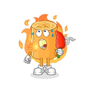 the wooden corkscrew eat hot chilie mascot. cartoon vecto