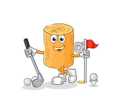the wooden corkscrew playing golf vector. cartoon characte