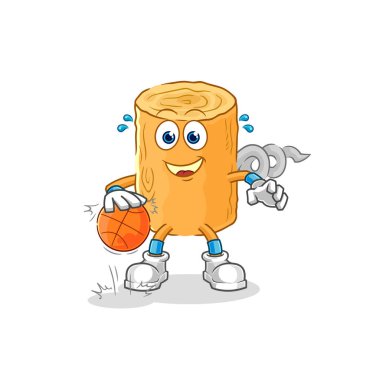 the wooden corkscrew dribble basketball character. cartoon mascot vecto