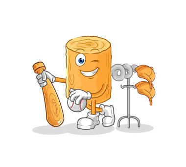 the wooden corkscrew playing baseball mascot. cartoon vecto