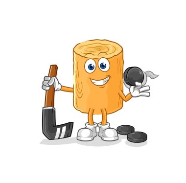 the wooden corkscrew playing hockey vector. cartoon characte