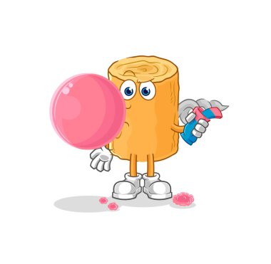 the wooden corkscrew chewing gum vector. cartoon characte