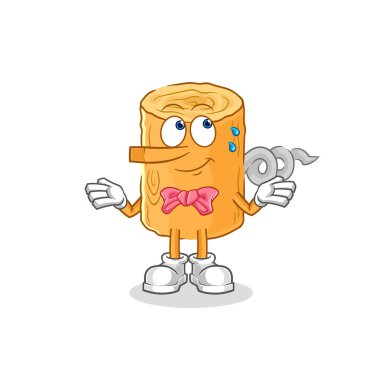 the wooden corkscrew lie like Pinocchio character. cartoon mascot vecto