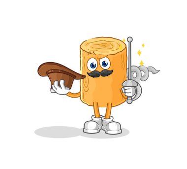 the wooden corkscrew fencer character. cartoon mascot vecto