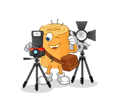 the wooden corkscrew photographer character. cartoon mascot vecto