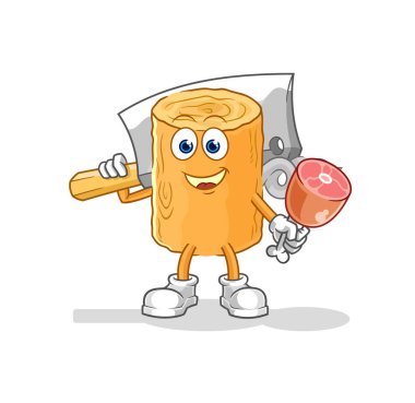 the wooden corkscrew Butcher illustration. character vecto