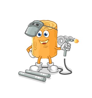 the wooden corkscrew welder mascot. cartoon vecto