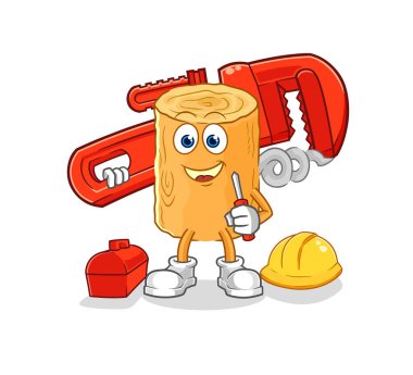 the wooden corkscrew plumber cartoon. cartoon mascot vecto