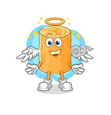 the wooden corkscrew angel with wings vector. cartoon characte