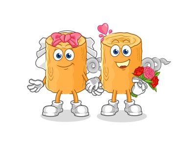 the wooden corkscrew wedding cartoon. cartoon mascot vecto