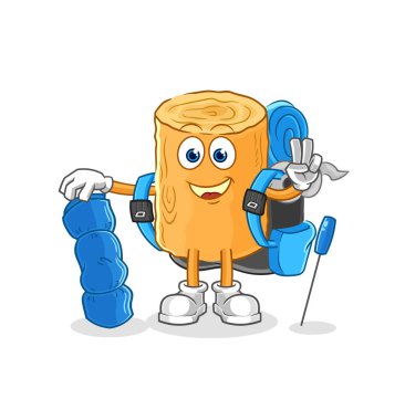 the wooden corkscrew go camping mascot. cartoon vecto
