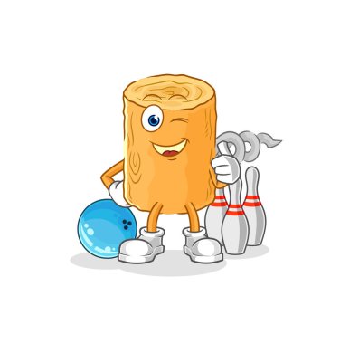 the wooden corkscrew play bowling illustration. character vecto