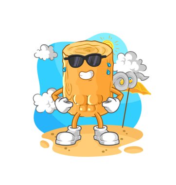 the wooden corkscrew sunbathing in summer. character vecto