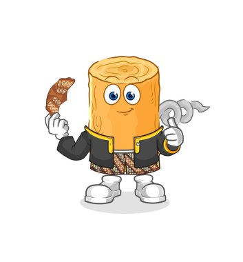 the wooden corkscrew Javanese character. cartoon mascot vecto