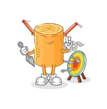 the wooden corkscrew ninja cartoon. character vecto