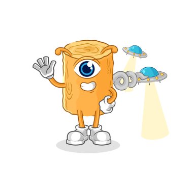 the wooden corkscrew alien cartoon mascot vecto