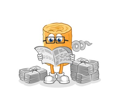 the wooden corkscrew read newspaper cartoon. character vecto