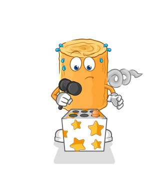 the wooden corkscrew play whack a mole mascot. cartoon vecto