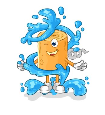 the wooden corkscrew fresh with water mascot. cartoon vecto